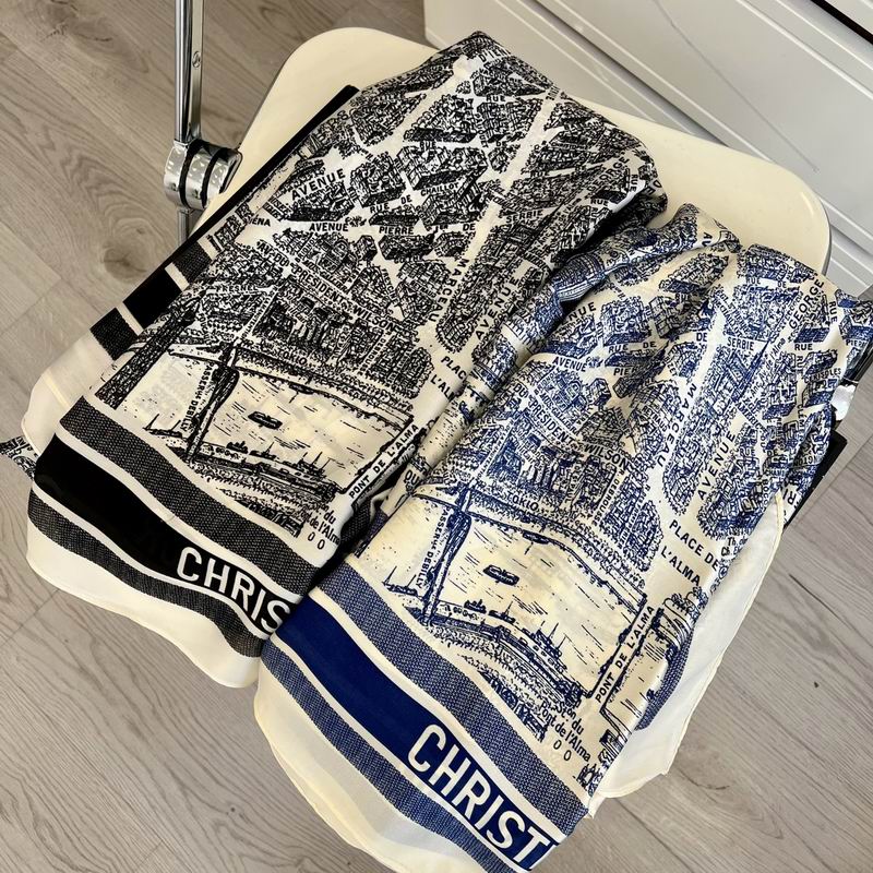 Dior silk scarf 90-180cm E09 (1)